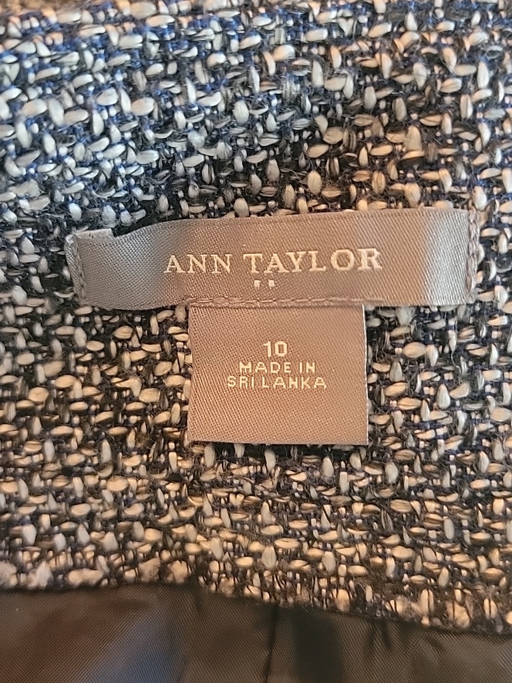 ANN TAYLOR Blue White Tweed Faux Button Nautical Career Straight Pencil Skirt 10 - Picture 6 of 7